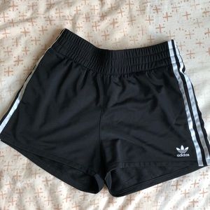 High waisted Adidas track shorts